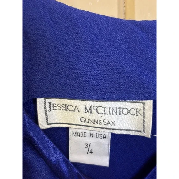 Jessica McClintock Gunne Sax Royal Blue Spaghetti Strap Maxi Dress Size 3/4 tags - Picture 4 of 5